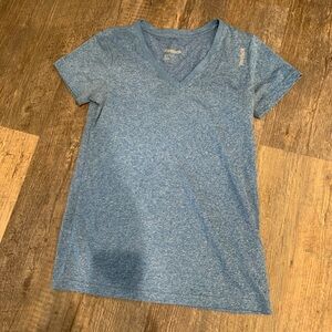 Reebok Dry Fit Women’s Blue V Neck Short Sleeve Fitness Shirt
